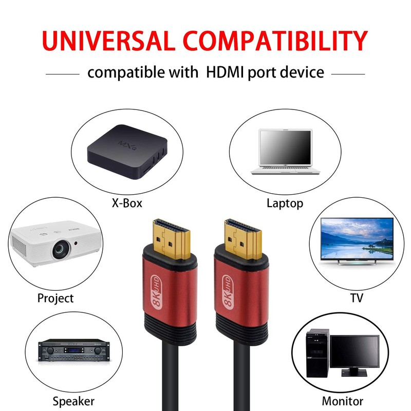 Duttek 8K HDMI Cable, HDMI 2.1 Ultra HD Cable, High