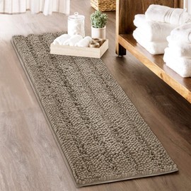 Large Bathroom Rugs - Soft Bath Mat Water Absorbent Non-Slip Quick Drying Thick Shaggy Bathtub Floor Carpet Decor Toilet Kitchen Entryway, 70" x 24", Taupe, 1 Pc