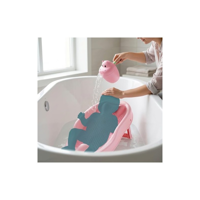 Relaxdays Baby Bathing Aid Set, with Rinse Cup, Tear-Free, Pink