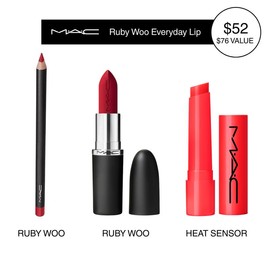 MAC Everyday Lip Trio - Lip Pencil + M·A·Cximal Silky Matte Lipstick + Squirt Plumping Gloss Stick:_Ruby Woo