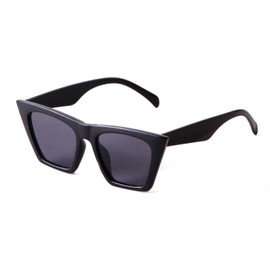 PISCM Vintage Square Cat Eye Sunglasses Women Men Trendy Retro Cateye Sunglasses, Black, Bridge: 18 millimeters