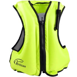 Rrtizan Snorkel Vest Adults, Inflatable Snorkel Vest Adults, Swim Vest Adult for Kayaking, Swimming, Snorkeling (Green, S-M)