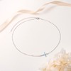 DAOCHONG S925 Sterling Silver Jewelry Sideways Cross Created Turquoise Choker