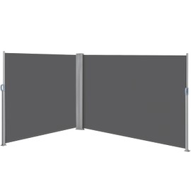 Topeakmart 236 x 71in Side Awning, Double Folding Side Screen Awning, Sun Shade Wind Screen Privacy Divider w/ 220g/m² Polyester, Waterproof & UV-Resistant for Garden Outdoor Terrace