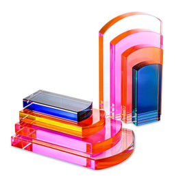 H&D HYALINE & DORA Heavy Crystal Bookends Colorful Decorative Non-Skid Geometric Bookends for Shelves,Decorative Book Holders for Home and Office,Modern Sturdy Book Holders for Heavy Books