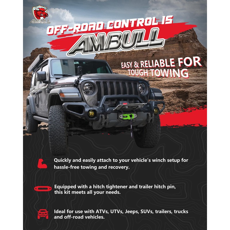 AMBULL Tow Winch Hook with Cable Stopper, 10T Winch Hook,