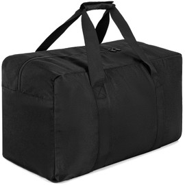 24'' Large Duffel Bag, 70L Foldable Travel Duffel Luggage Bag Sports Bag, Weekend Overnight Travel Bags, Sturdy & Water Resistant, Black Storage Bags for Airline, Moving, Packing, Travel, Camping