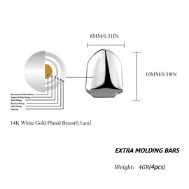 TOPGRILLZ Grillz Gold Tooth Cap Grillz Teeth Men Gold Teeth Grills for Your Teeth 4pcs 18K Gold/Silver Plated Single Grillz for Women Gold Jewelry Hip Hop Rapper Costume (Silver 4pcs)