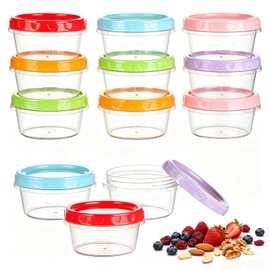 VINATO 12Pcs Contenitori Piccoli per Alimenti, 200ml Contenitori per Congelatore Contenitore Plastica con Coperchio Impilabili Barattolini Plastica Contenitore Ermetico per Freezer