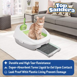 Top Sandera High Moisture Absorbent Pee Pads Pack of 40 Litter Pads - Cat Pad Refills for Breeze Litter Box with 6 Layer Absorption Formula -Size 16.9 x 11.4 Highly Absorbent