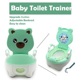 HTTMT- Baby Kids Green Bear Portable Potty Training Toilet Seat With Pad Toddler Lovely Toilet Comfortable Soft Seat Stool Chair [P/N: ET-BABY003-GREEN]