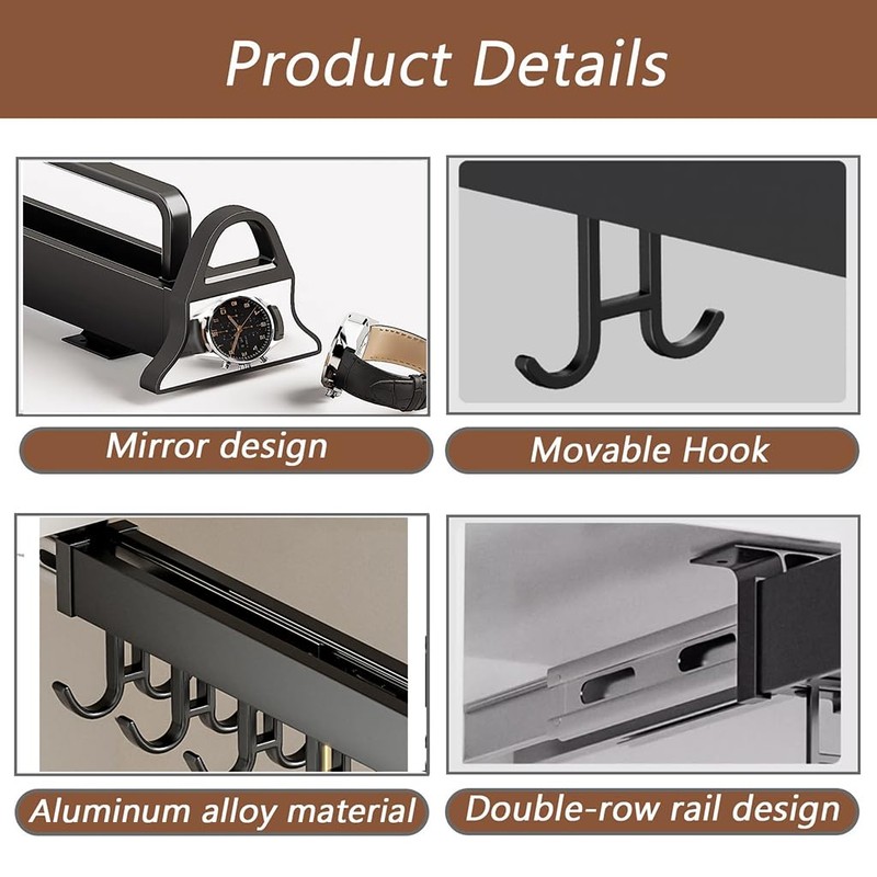 amhyicho Hanging Pot Rack with 10 Hook for Cabinet 22"