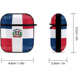 Funda divertida con diseño de la bandera de República Dominicana compatible con AirPods 1 y 2 con llavero impreso