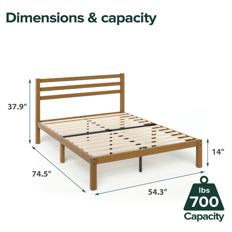 Zinus Leah Bamboo Platform Bed Frame with Headboard, No Box