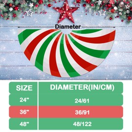 36 Inch Christmas Tree Skirt Merry Christmas Red White and Green Peppermint Candy Mint Sugar Double Swirl Candy Large Xmas Tree Mat for Holiday Party Ornament Rustic Decorations (36inch Candy-1)