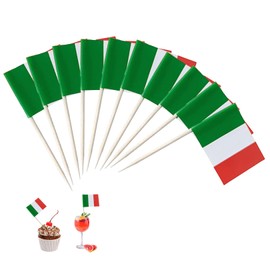 Pack of 100 Toothpick Flags, Italy Decoration, Italian Flag, Cocktail Sticks, Cocktail Sticks, Various Food Toothpick Flags, Mini Cocktail Cupcake Toppers, Flag, Small for Party