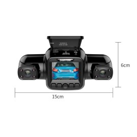 JahyShow 360° Panoramic WiFi Dash Cam 2K 4 Channel Driving Recorder Car Front+Rear Camera - 3 Lens Dash Cam