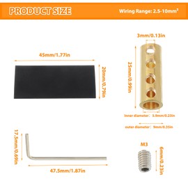 HUAREW 6 AWG 80A Splicing Wire Connector, 80A Splicing Quick Wiring Connection Terminal, Wire Connector with Screws and Heat Shrink Tube(Pack of 10)