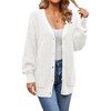 QUALFORT Women's 100% Cotton Cardigans for Women Lantern Sleeve Oversized