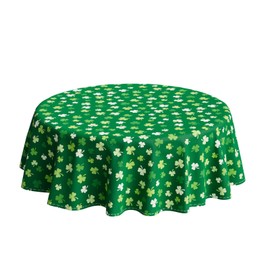 BOTB LIHM St Patricks Day Gradient Green Shamrock Tablecloth Round Washable Table Covers for Indoor Outdoor Dining Table Home Party Decorations 70x70 Inch