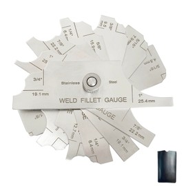 JENSWILL 1/8"-1"(3.2-25.4mm) Cam Type Weld Gauge 7-Blades Fillet Weld Gage Rl Gauge Stainless Steel Depth Gauges Welding Metric & Inch Test Ulnar for Boilers, Bridges, Shipbuilding