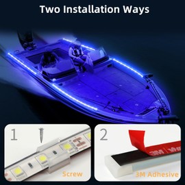 VIDLULTD Boat Marine Submersible Led Strip Lights, 4 Pcs 20 Inches 12V Super Bright Boat Interior Lights, IP68 Waterproof Marine Led Strip Lights Night Fishing Lights for Boats, Kayak (Blue)