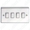 Deta SD1244CHW Light Switch 10 Amp 4 Gang 2 Way (Polished Chrome/White Insert)