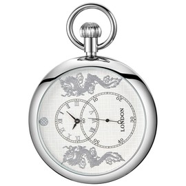 Alwesam Copper Pocket Watch Mechanical Hand Wind Movement Antique Luxury Watch with Chain & Box(88-A-Silver