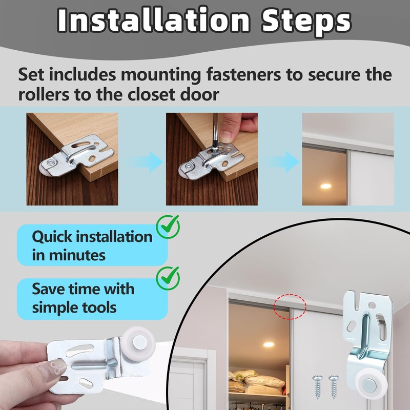 HCEWSBFD 2 Pcs Closet Sliding Door Hardware Wardrobe Roller Kit