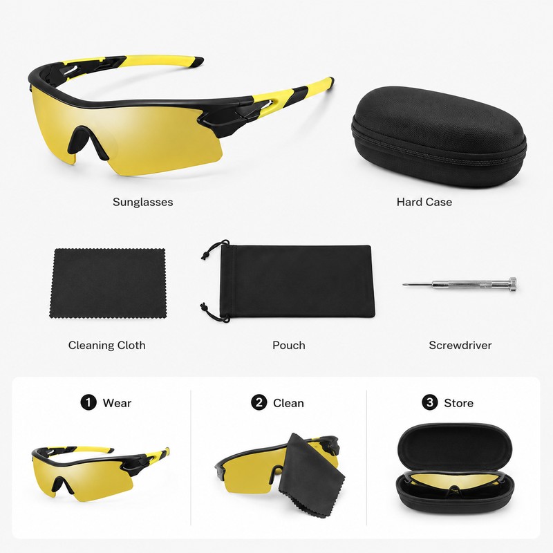 UV400 Polarized Sports Sunglasses for Cycling – Lightweight Wraparound Eyewear
