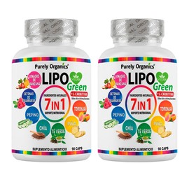 Lipo Green 7-in-1 con L-Carnitina, Vinagre de Manzana, Cetonas de Frambuesa, Té Verde, Chía, Piña, Pepino y Toronja  Apoyo al Metabolismo  Sin...     