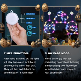 LOLStar Easter Window Lights, Easter Window Decorations, 3 Pack Easter Egg Chick and a Bunny Shaped Multicolor Hanging LED Lights with Suction Cup, Battery Operated Indoor Lights for Home Decor