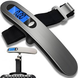 Retoo Luggage Scales Digital Luggage Scales Hanging Scales for Travel Suitcases Bags LCD Display Backlight Portable Tare Function Travel Fish Scales up to 50 kg Practical for Travel Silver