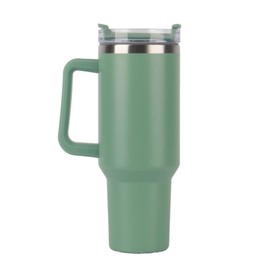 FAMKX 40oz Insulated Travel Mug Tumbler With Handle And Straw,Stainless Steel Double wall Vacuum Thermos Cup Keep Drink Cold and Hot (Green)