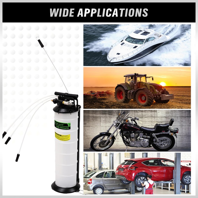 SWANLAKE 7 Liter Pneumatic/Manual Fluid Extractor Pump, Oil Changer Vacuum