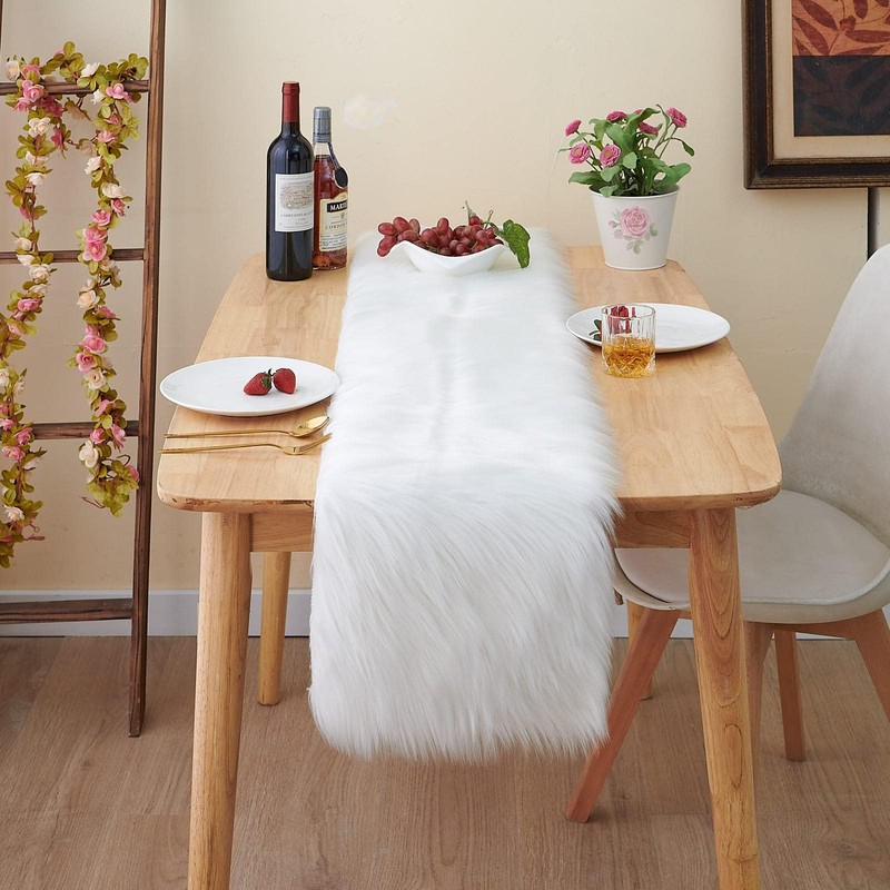 Topspitgo Faux Fur Modern Table Runner - 30 x 120