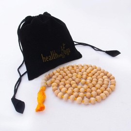 HealthAndYoga(TM) Mala Beads - Superior Grade Tulsi Wood