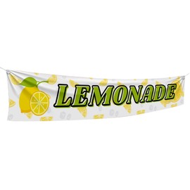 Lemonade Large Banners and Signs for Outdoor by Mavis Printing-Polyester Banner with 4 Holes for Easy Hang Indoor & Outdoor| 6x1 Feet HD Print Sign to Promote Food & Beverages | Made in USA