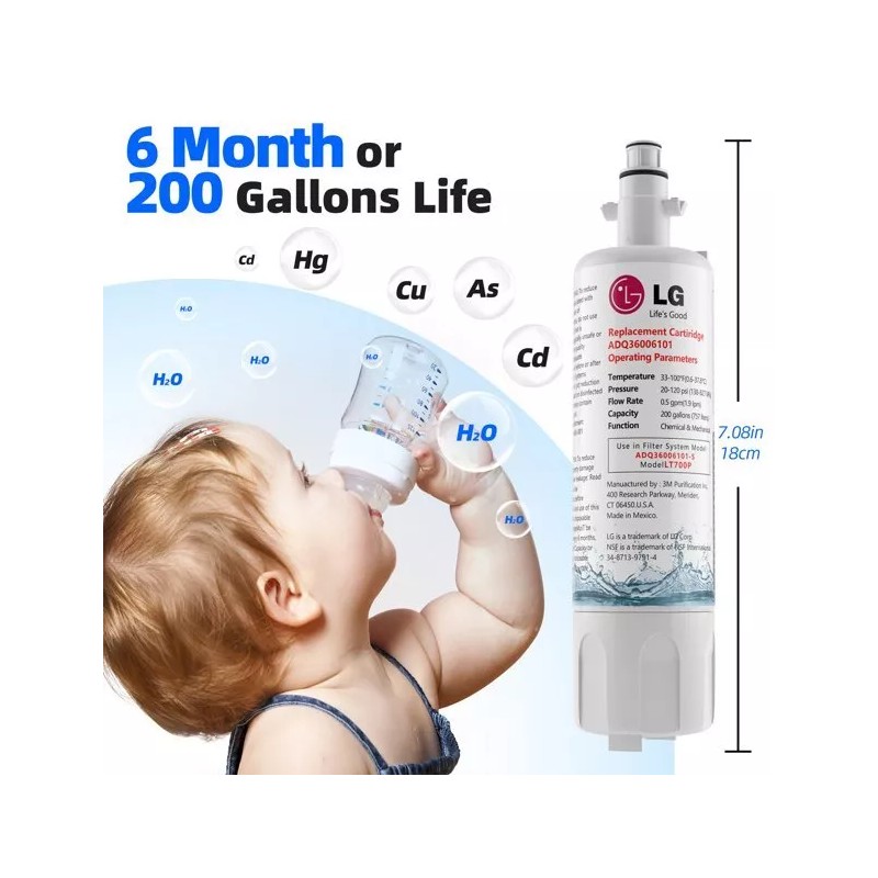 L G 2 Pack For LG LT700P Refrigerator Replacement Water