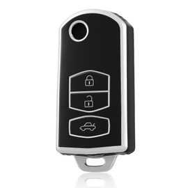OFF WE GO Car Key Cover Case Key Fob Fit for Mazda 2 3 5 6 CX-7 MX-5 M2 M3 M4 M5 M6 M8 CX3 CX5 CX7 CX9 CX30 CX50 CX60 CX90 MX5 RX7 RX8 BT50 Car Key Shell Key Protective Fob Key Holder Box,Black Silver