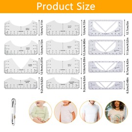 12 Pieces T-Shirt Alignment Ruler, T-Shirt Centring Tool, PVC T-Shirt Stencil Ruler, T-Shirt Ruler Guide Tool Set for V-Neck, for Adults, Youth and Children
