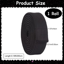 CREATCABIN Black Jiu Jitsu Belt Polyester Martial Arts Belt Judo Jiu-Jitsu TKD Aikido Uniform Ranking Belt Long Soft Universal Fit Belts Taekwondo for Men Women Sports Training Equipment 9.2ft