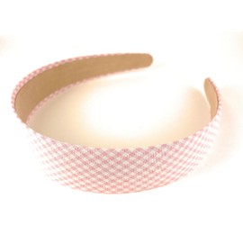 Fashion Accessories Now Pink White headband gingham fabric covered hair band headband gingham plaid check 1 3/16 inches wide
