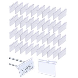 Transparent Label Holder, Pack of 40 Plastic Label Holders, Transparent Price Label Holder, Plastic Shelf Label Holder for Wire Shelves for Price Labels for Goods Signage