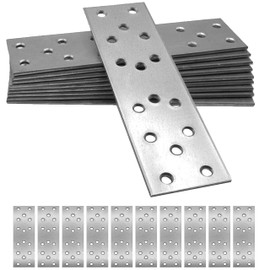 BOLIST 10 Pcs Flat Joining Plates 140 × 40 × 2 mm Galvanised Steel Mending Brackets Heavy Duty Connecting Plates Metal Repair Connectors for Wood Timber Sleeper