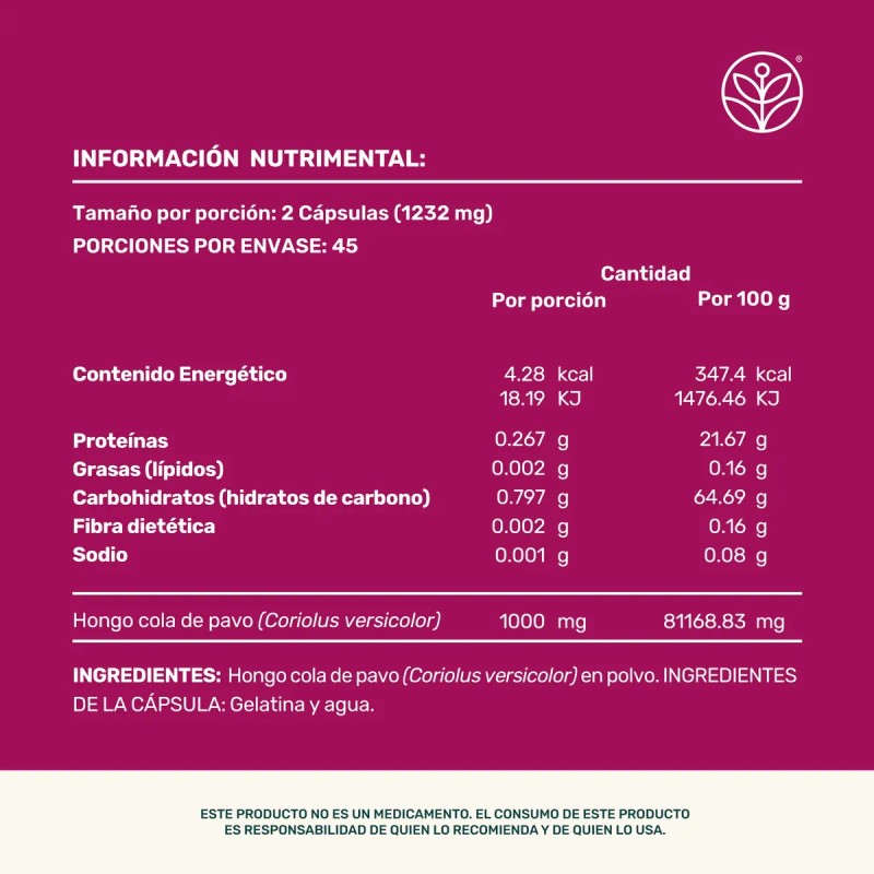 Cola De Pavo Life 360 90 Cpsulas Con Hongo Cola