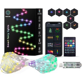 Super RGB 66Ft Fairy String Lights w/Remote & App Control Music sync12 Modes USB Powered-Multiple Light Color-Romantic Decorative Lights for Wedding Bedroom Garden Party