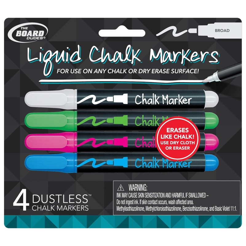 Write Dudes Liquid Chalk Permanent Markers, 4 Count (CYJ69)