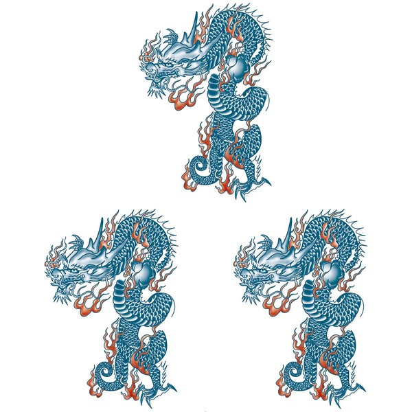 TheFantasy [Set of 3] Tattoo Stickers Dragon Dragon Shoulder Chest