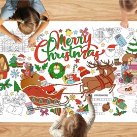 VARACL Christmas Giant Coloring Poster, Coloring Christmas Tablecloth for Kids, Jumbo Xmas Coloring Banner For Christmas Party Kids Activity, Large Coloring Pages For Christmas Party Games Supplies